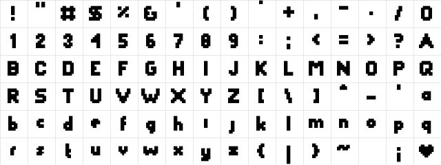 YetBumbler Medium Character Map