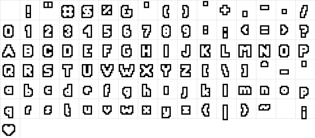 YetBumblerOutlin Medium Character Map YetBumblerOutlin Medium Character Map