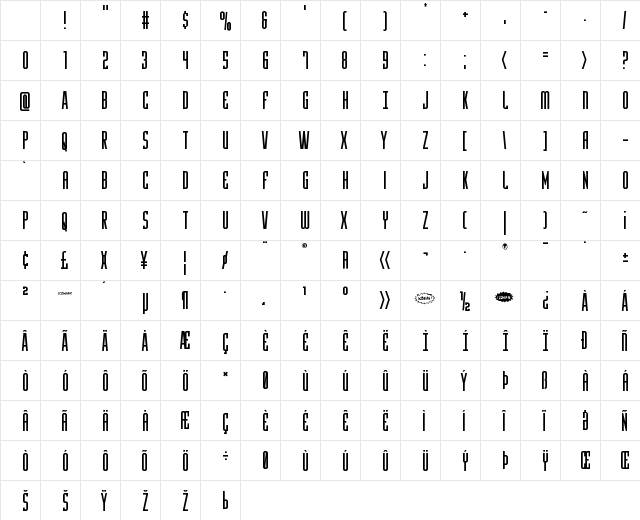 Y-Files Title Regular Character Map