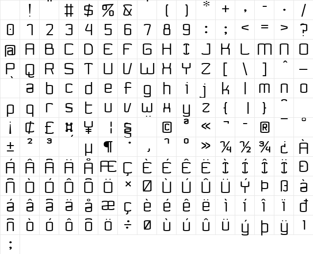 Ynnovatta Regular Character Map Ynnovatta Regular Character Map