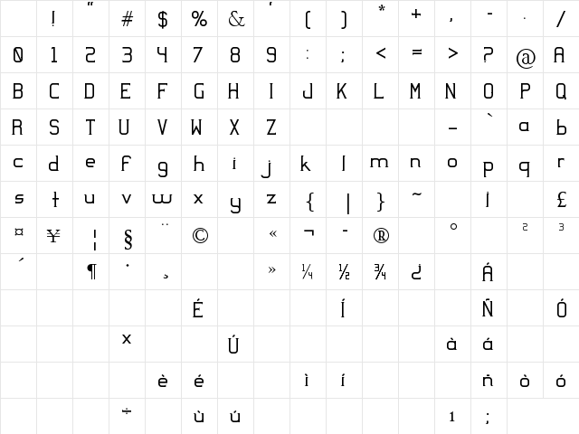 Yodeb Regular Character Map Yodeb Regular Character Map