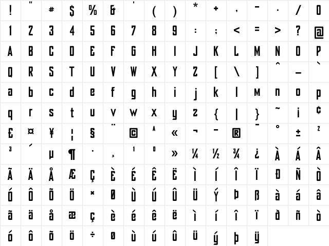 yorkbailehill Regular Character Map
