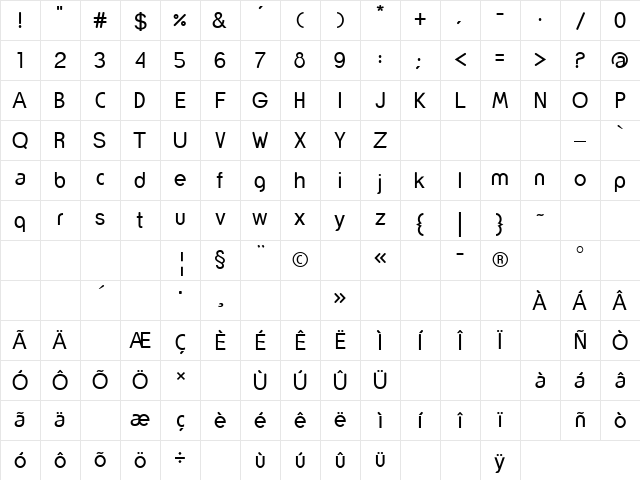yorkville Regular Character Map