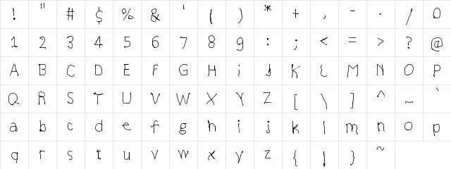 YoungWriter Regular Character Map YoungWriter Regular Character Map