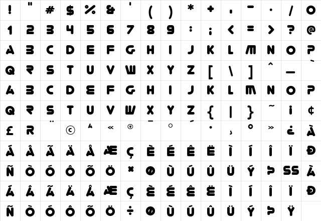 You're Gone Regular Character Map