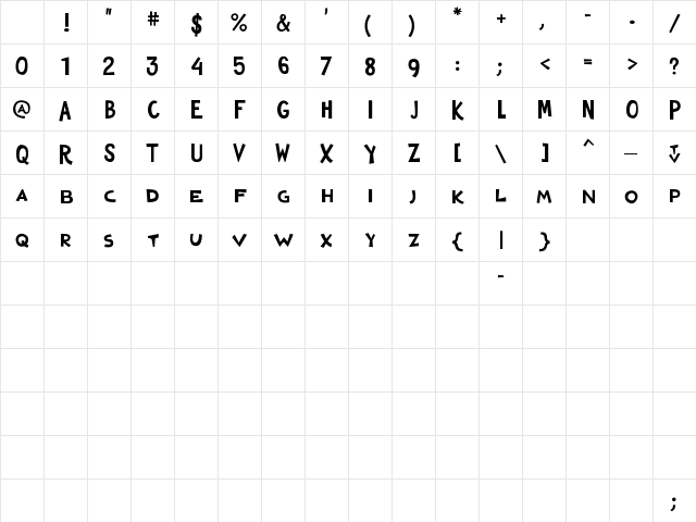 YTV 2000 Regular Character Map