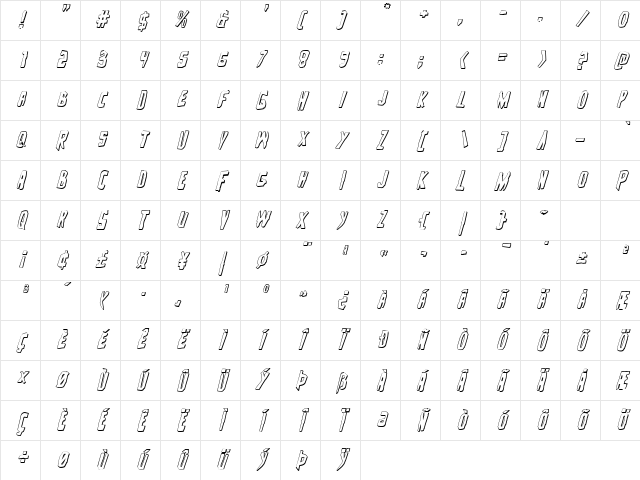 Zakenstein 3D Italic Italic Character Map Zakenstein 3D Italic Italic Character Map