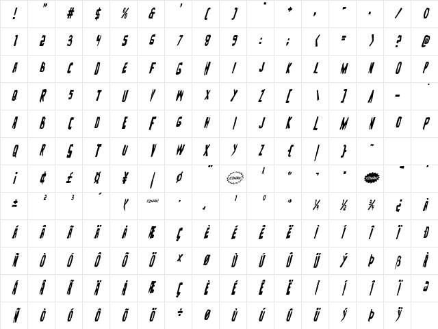 Zakenstein Condensed Italic Condensed Italic Character Map Zakenstein Condensed Italic Condensed Italic Character Map
