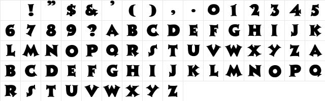 Zaleski bold Bold Character Map