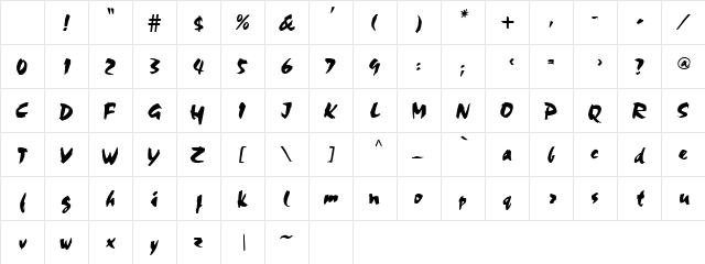 Zama Normal Character Map Zama Normal Character Map
