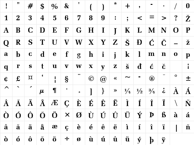 Zapf Elliptical Bold Character Map Zapf Elliptical Bold Character Map