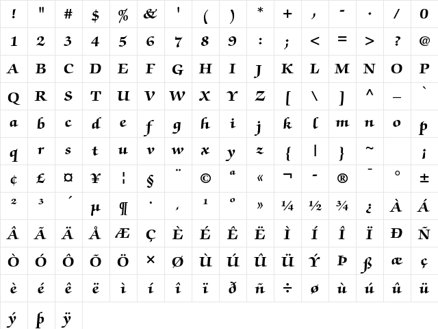 ITC Zapf Chancery Std Bold Character Map