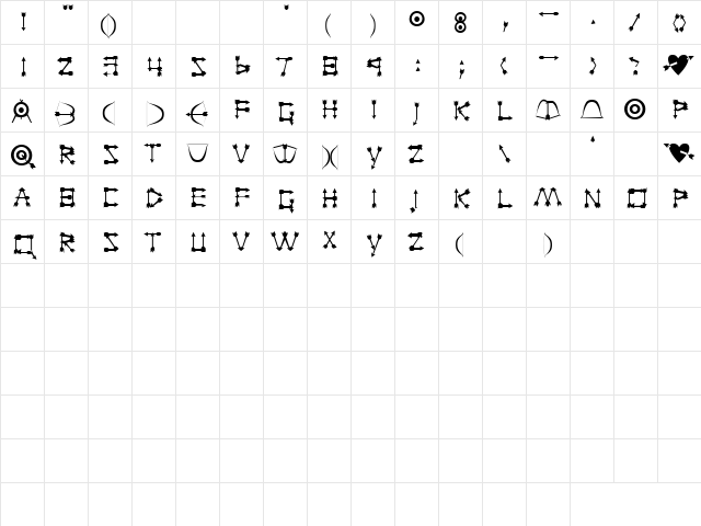 Zarrow Regular Character Map