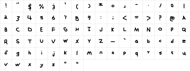 ZehkFont Medium Character Map