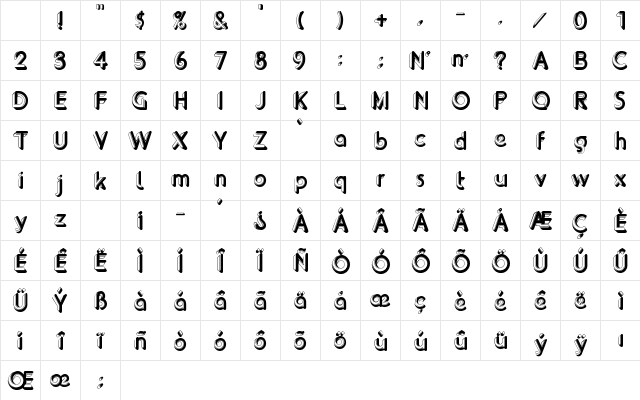 Zelek Shadline Regular Character Map Zelek Shadline Regular Character Map