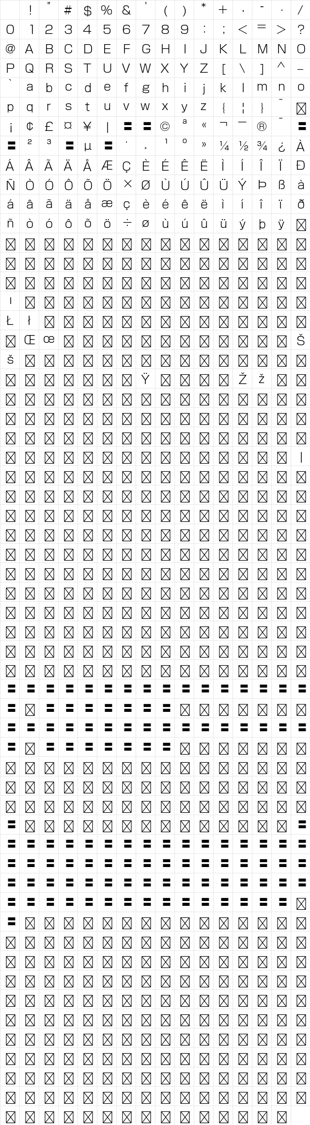 A-OTF ZenGoN Std L Character Map A-OTF ZenGoN Std L Character Map