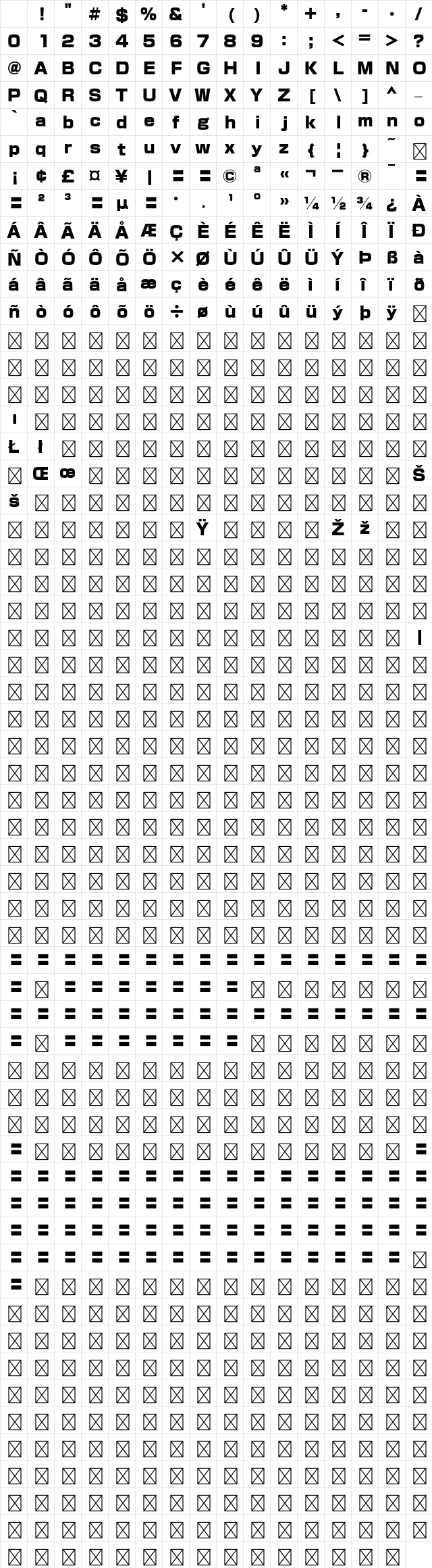 A-OTF ZenGoN Std U Character Map A-OTF ZenGoN Std U Character Map