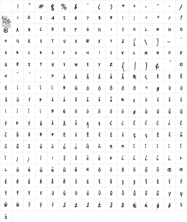 Zerocalcare Blockletter Regular Character Map Zerocalcare Blockletter Regular Character Map