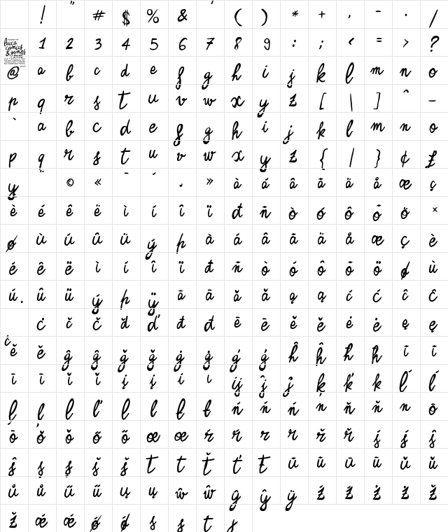 Zerocalcare Script Regular Character Map Zerocalcare Script Regular Character Map