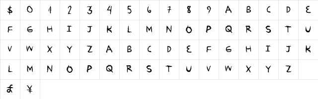 ZipDown Regular Character Map