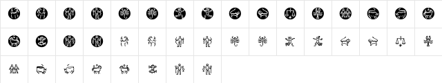 Zodiac Normal Character Map Zodiac Normal Character Map
