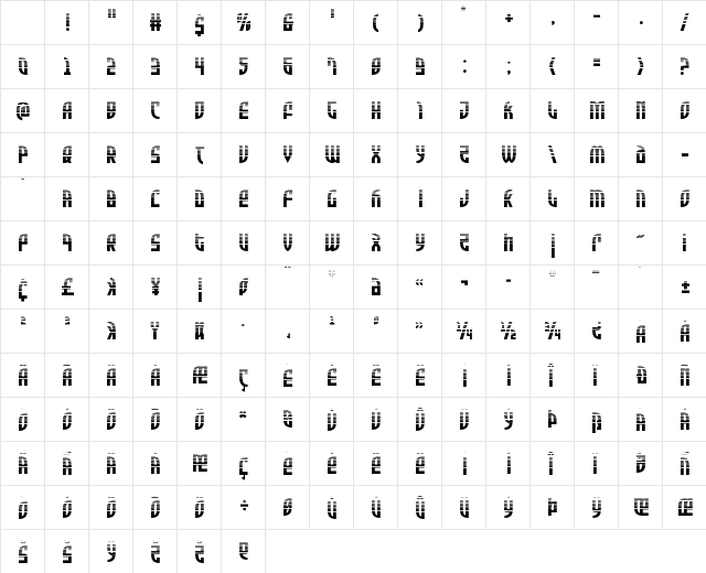 Zone Rider Halftone Regular Character Map Zone Rider Halftone Regular Character Map