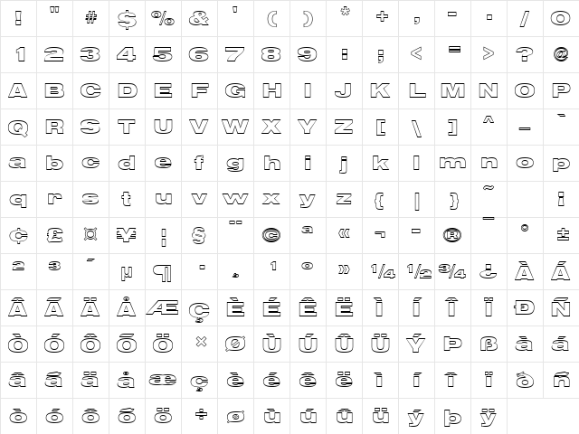 NimbusSanOutDBlaExt Regular Character Map