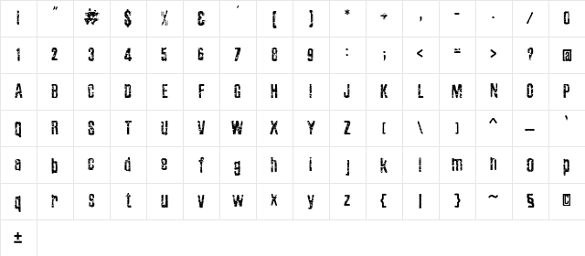 Zubajda Grng Regular Character Map