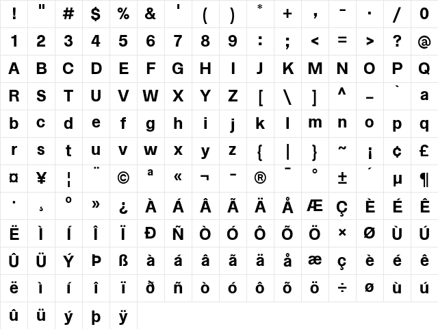 Zwizz Bold Character Map Zwizz Bold Character Map