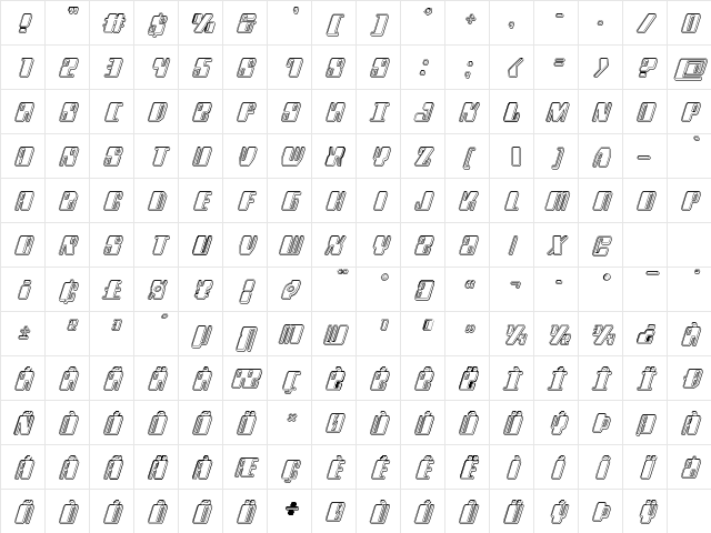 Zyborgs Engraved Italic Italic Character Map