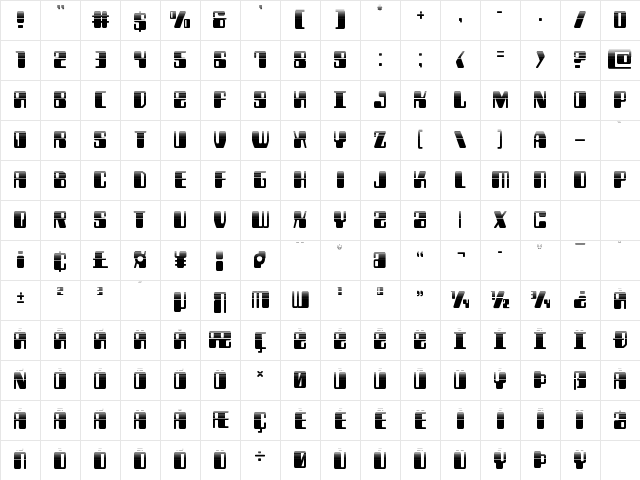 Zyborgs Halftone Regular Character Map