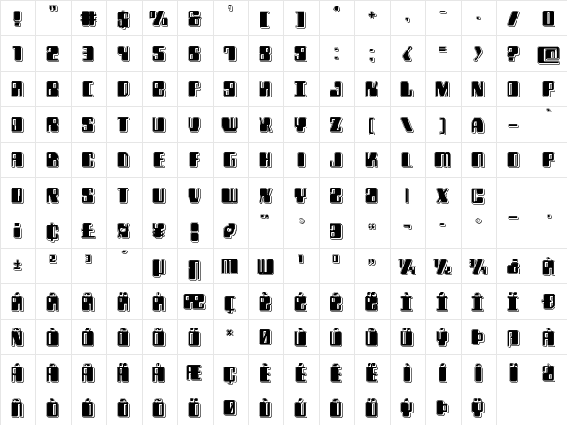 Zyborgs Punch Regular Character Map
