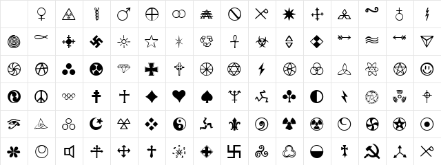 Zymbols Regular Character Map Zymbols Regular Character Map