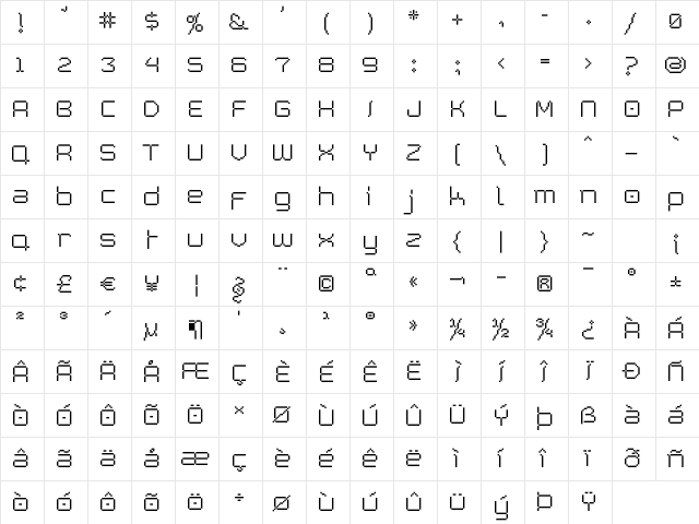PixetlRegular Regular Character Map PixetlRegular Regular Character Map