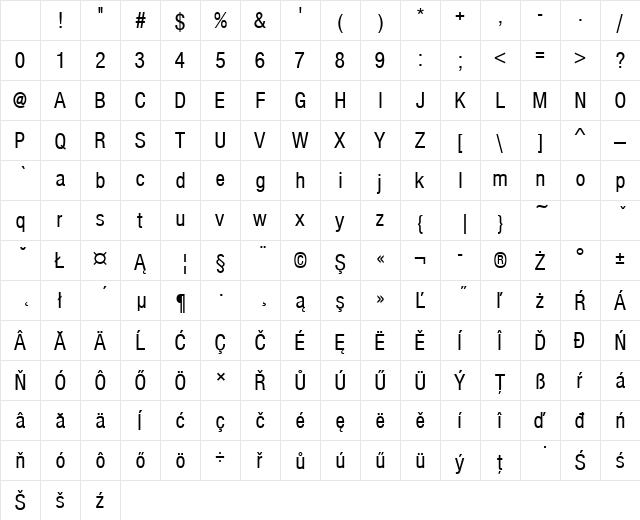 NimbusSanPEECon Regular Character Map NimbusSanPEECon Regular Character Map
