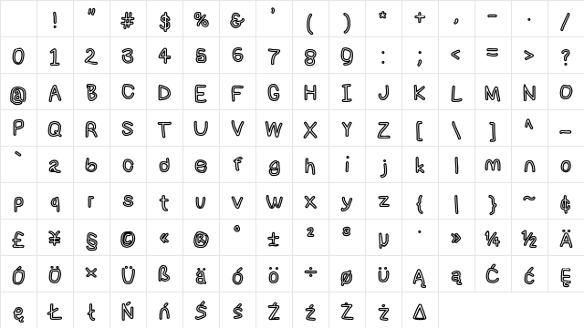 NumbBunny BdOut Character Map NumbBunny BdOut Character Map