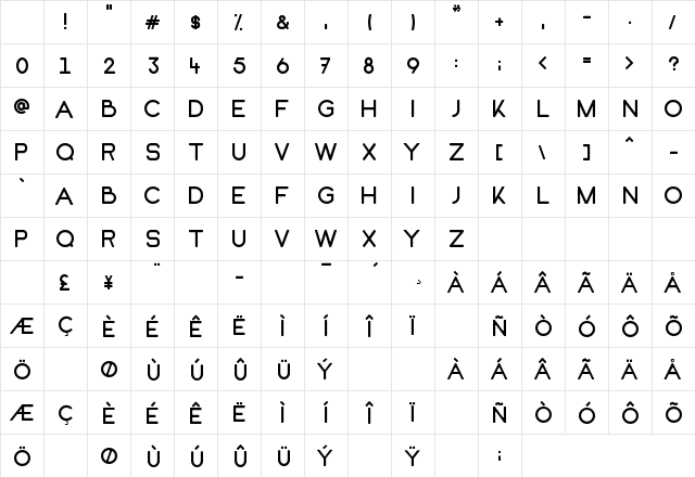 KOFI Regular Character Map KOFI Regular Character Map