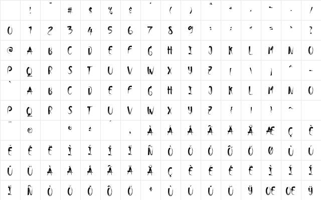 Bimber Brush Regular Character Map