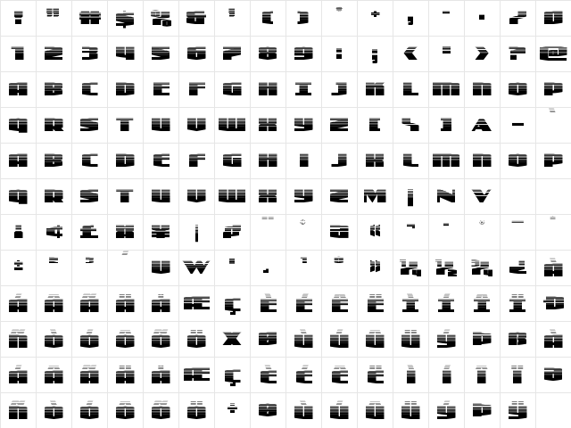 Alpha Century Halftone Regular Character Map