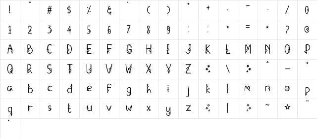 Starry Fayez Regular Character Map Starry Fayez Regular Character Map