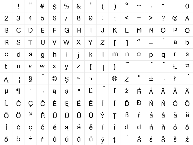NimbusSteDEE Regular Character Map