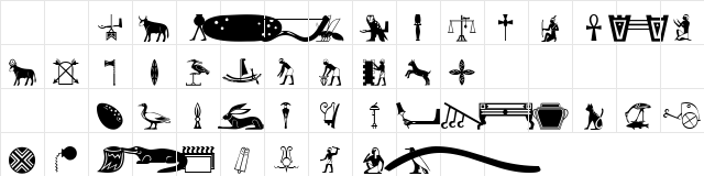 101! HieroglyphiX I Regular Character Map