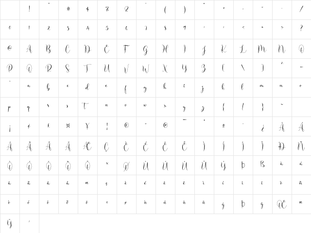 Omiley Regular Character Map Omiley Regular Character Map