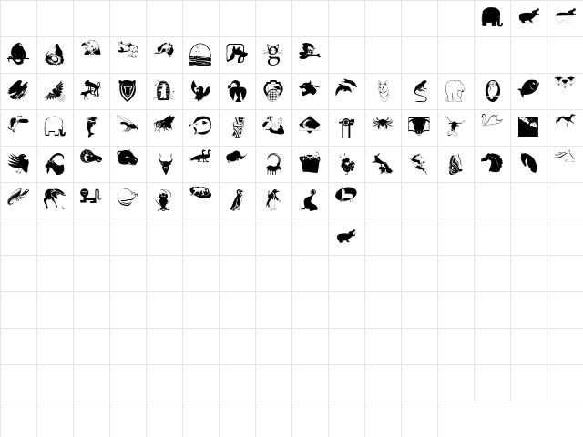 AnimalShadowsTwo Regular Character Map