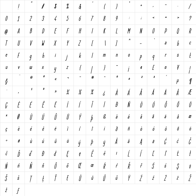 Elegant Sans Bold Italic Character Map Elegant Sans Bold Italic Character Map