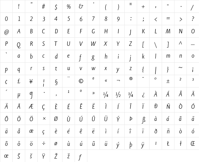 Eureka Sans Light Italic Character Map Eureka Sans Light Italic Character Map