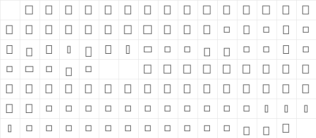 VRYN Letterbox Regular Character Map