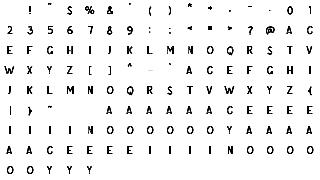 BRIGHT-NIGHT Regular Character Map BRIGHT-NIGHT Regular Character Map