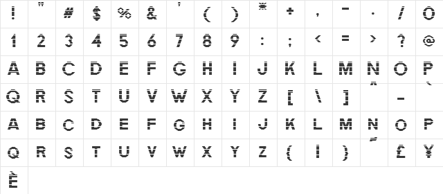 RM Lined Regular Character Map RM Lined Regular Character Map