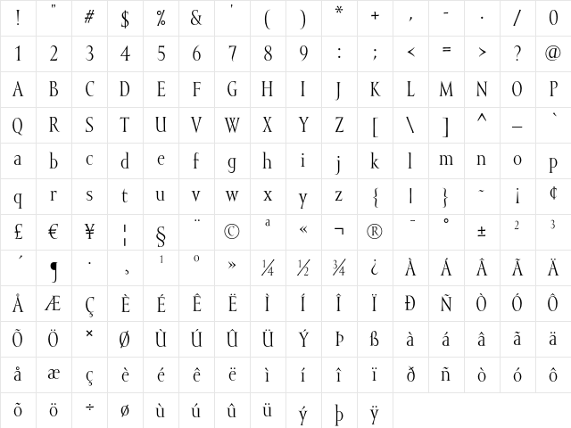 Mramor Regular Character Map